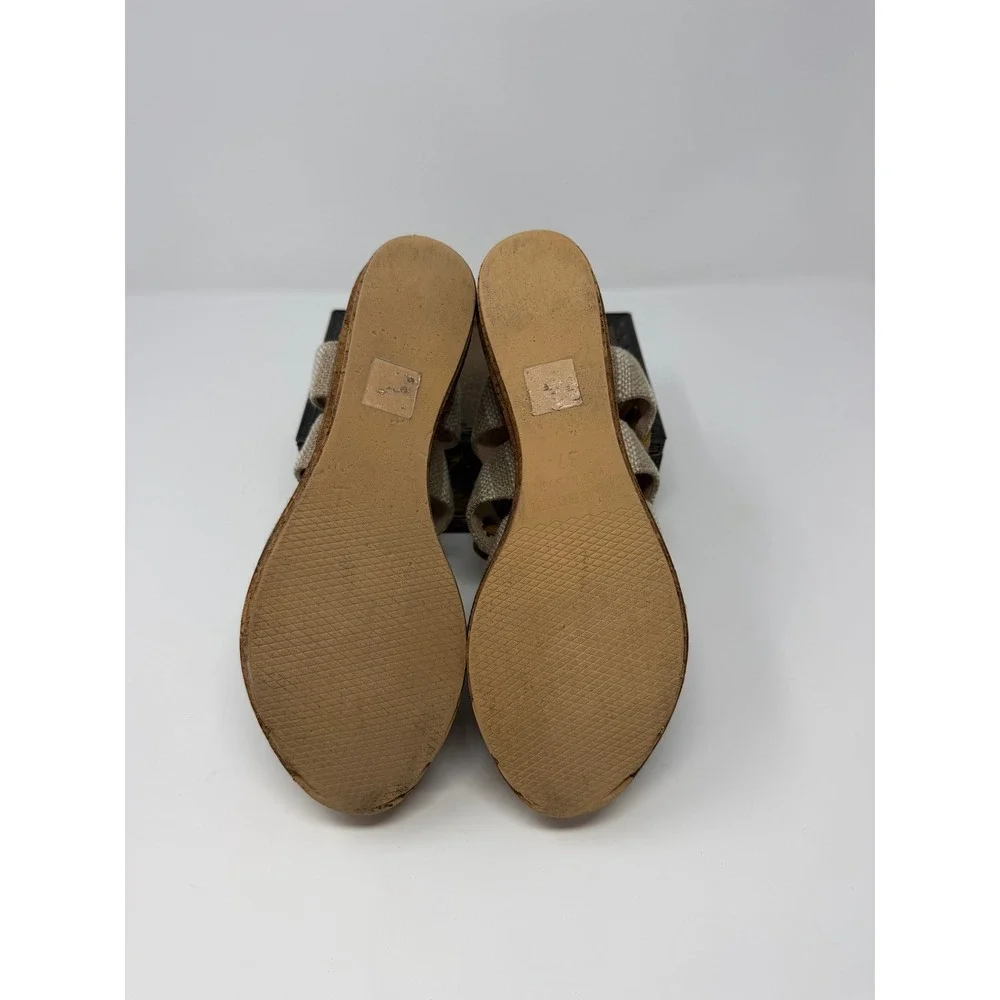 Free People Mustard Yellow Leather Cork Platform Wedge Sandals Made in Spain 6.5